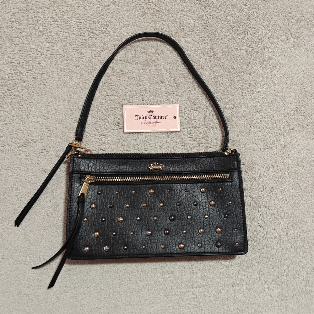 Juicy Couture Gold Silver Black Studded Studs Bag Handbag Purse Wristlet